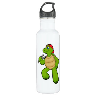 Turtle as Mechanic with Wrench & Cap 710 Ml Water Bottle