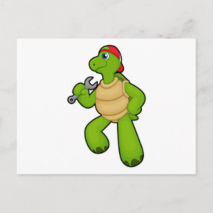 Turtle as Mechanic with Wrench & Cap Postcard