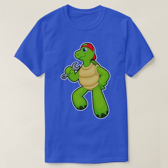 Turtle as Mechanic with Wrench Cap T-Shirt (Design Front)