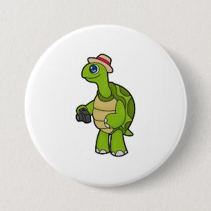 Turtle as Photographer with Camera 7.5 Cm Round Badge