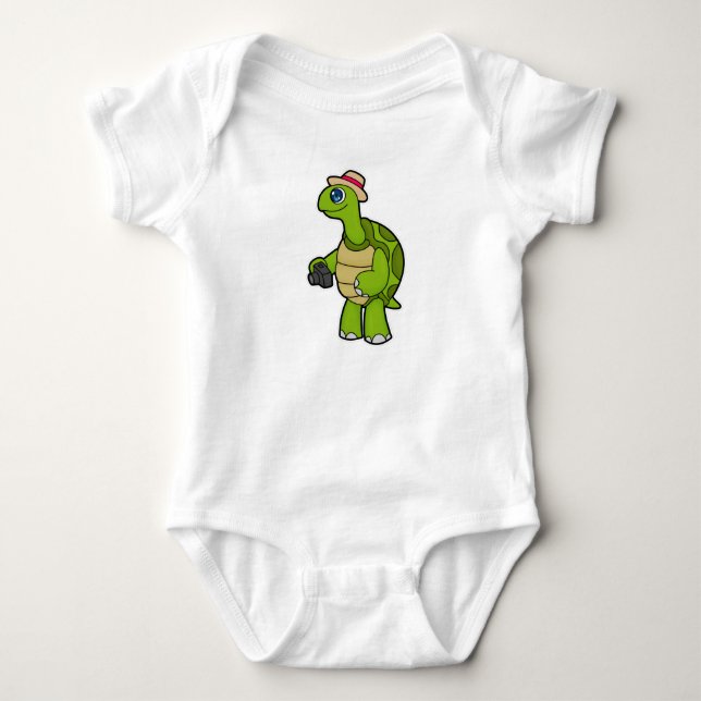 Turtle as Photographer with Camera Baby Bodysuit (Front)