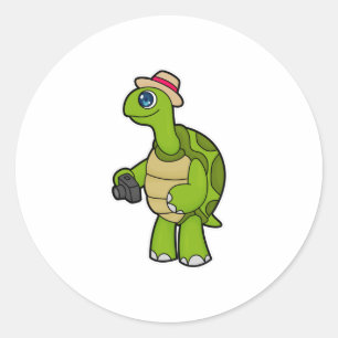 Turtle as Photographer with Camera Classic Round Sticker
