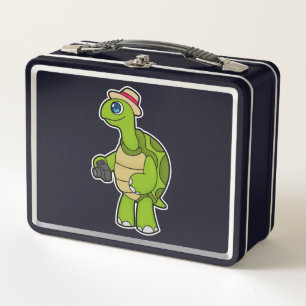 Turtle as Photographer with Camera Metal Lunch Box