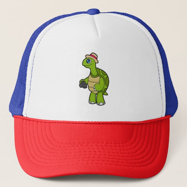 Turtle as Photographer with Camera Trucker Hat (Front)