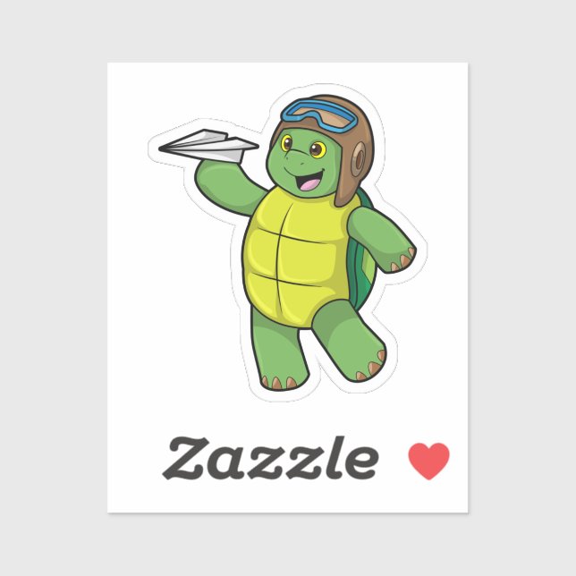 Turtle as Pilot with Paper plane (Sheet)