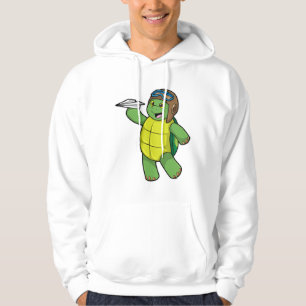 Turtle as Pilot with Paper plane Hoodie