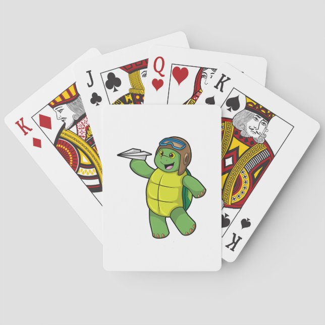 Turtle as Pilot with Paper plane Playing Cards (Back)