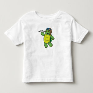 Turtle as Pilot with Paper plane Toddler T-Shirt