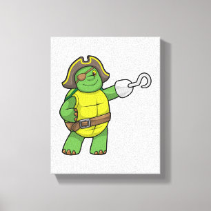 Turtle as Pirate with Hooked hand & Eye patch Canvas Print