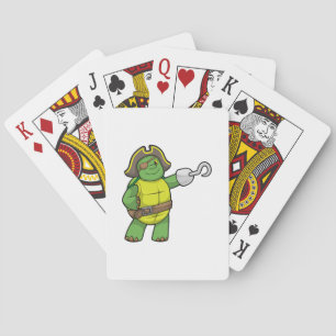 Turtle as Pirate with Hooked hand & Eye patch Playing Cards