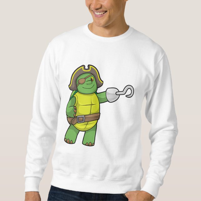 Turtle as Pirate with Hooked hand & Eye patch Sweatshirt (Front)