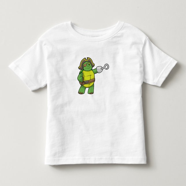 Turtle as Pirate with Hooked hand & Eye patch Toddler T-Shirt (Front)