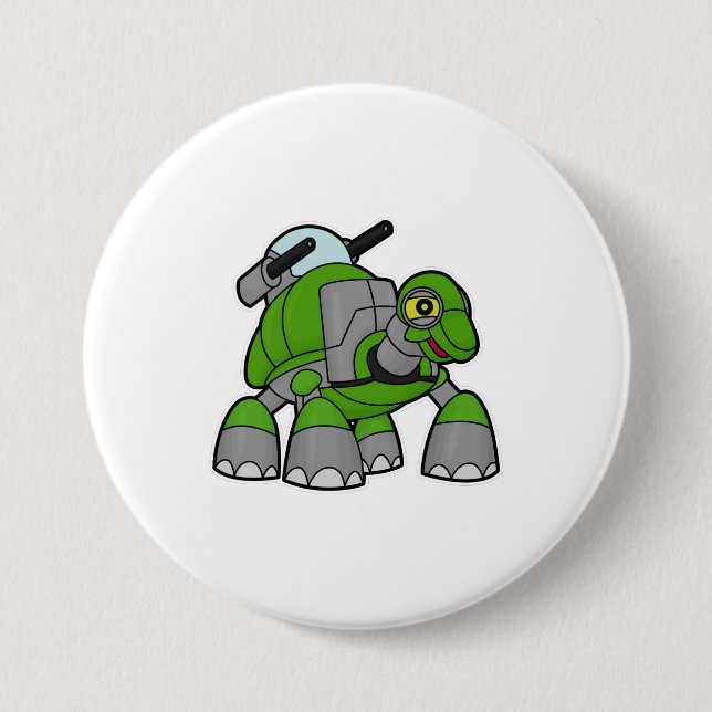 Turtle as Robot with Cannons 7.5 Cm Round Badge (Front)