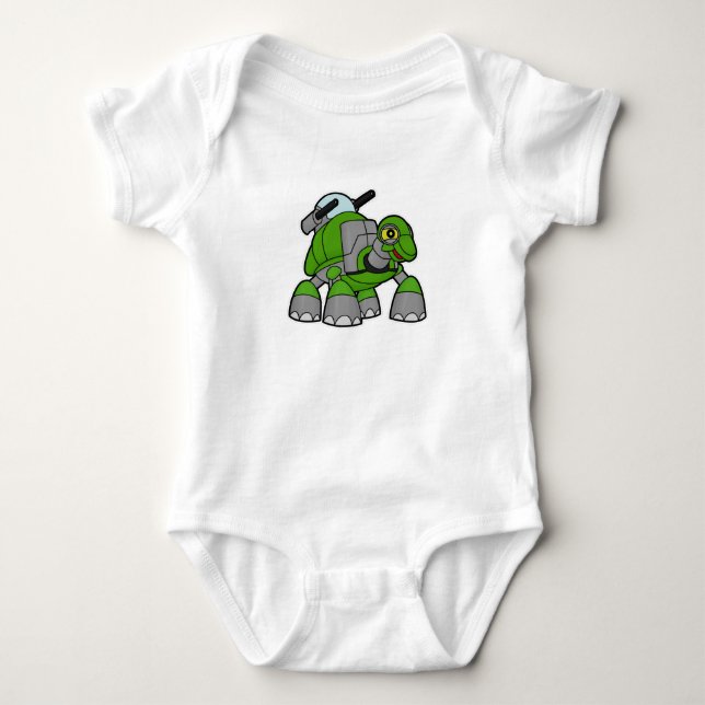 Turtle as Robot with Cannons Baby Bodysuit (Front)