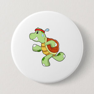 Turtle as Runner 7.5 Cm Round Badge