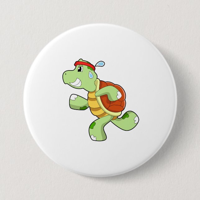 Turtle as Runner 7.5 Cm Round Badge (Front)