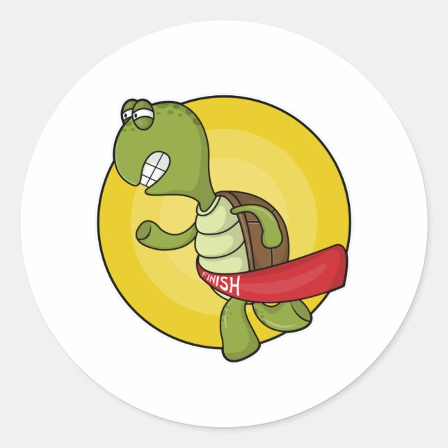 Turtle as Runner at Jogging Classic Round Sticker (Front)