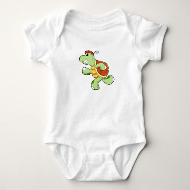 Turtle as Runner Baby Bodysuit (Front)