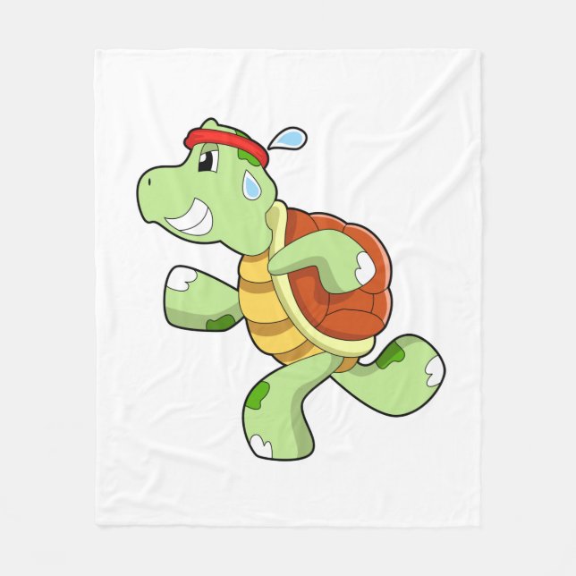 Turtle as Runner Fleece Blanket (Front)