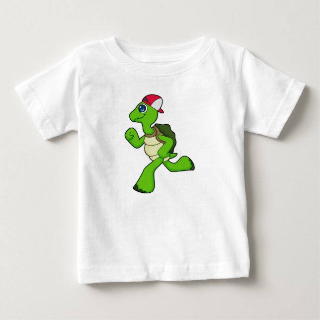 Turtle as Runner with Cap Baby T-Shirt (Front)