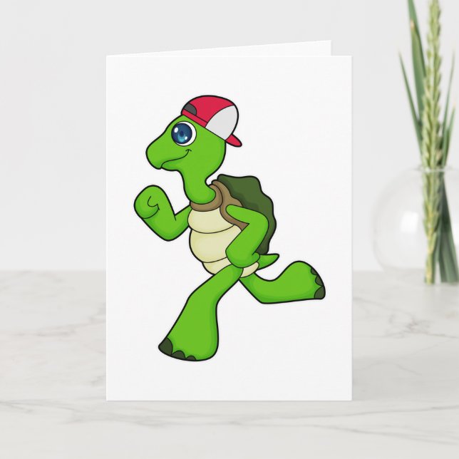Turtle as Runner with Cap Card (Front)