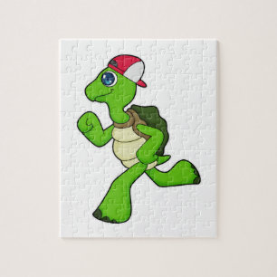 Turtle as Runner with Cap Jigsaw Puzzle