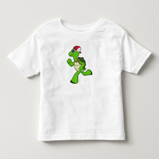 Turtle as Runner with Cap Toddler T-Shirt (Front)