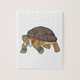 Turtle as Runner with Towel Jigsaw Puzzle