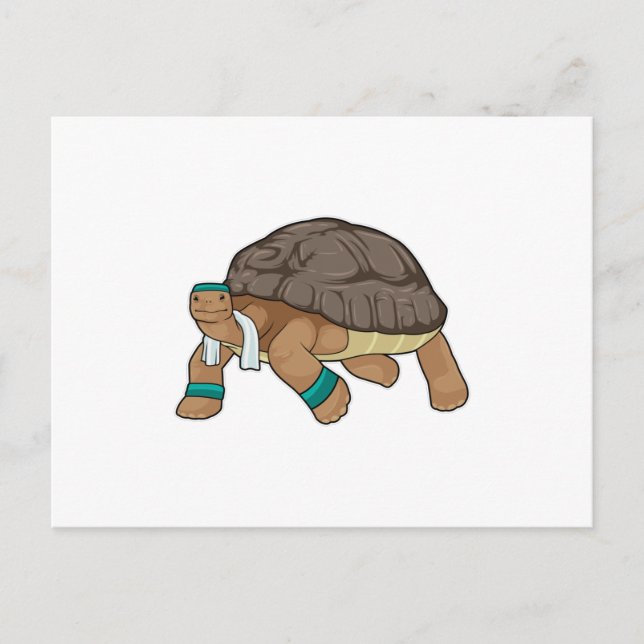 Turtle as Runner with Towel Postcard (Front)