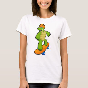 Turtle as Skateboarder with Skateboard & Helmet T-Shirt