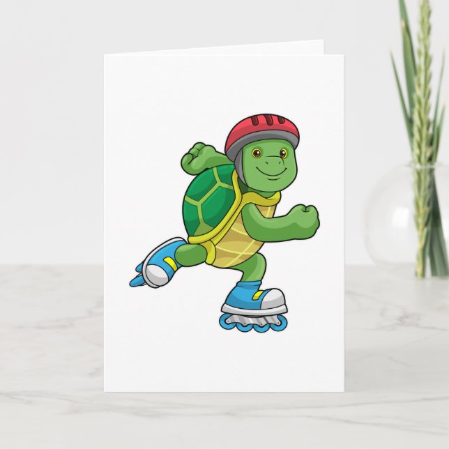 Turtle as Skater with Inline skates & Helmet Card (Front)