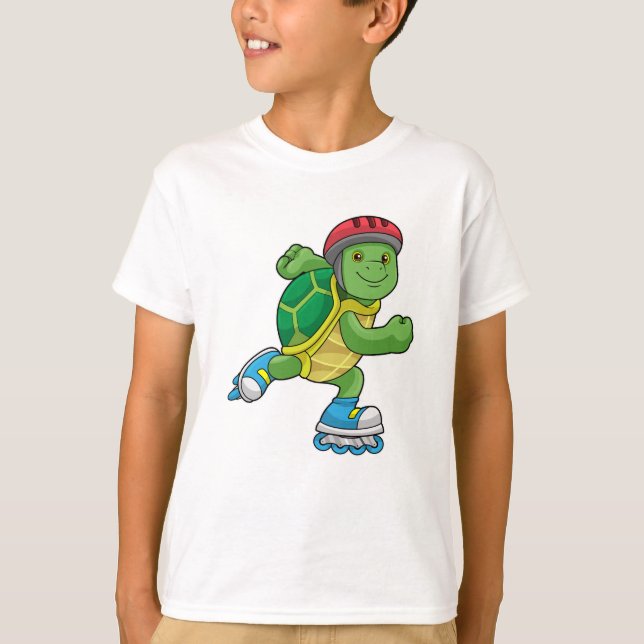 Turtle as Skater with Inline skates & Helmet T-Shirt (Front)