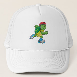 Turtle as Skater with Inline skates & Helmet Trucker Hat