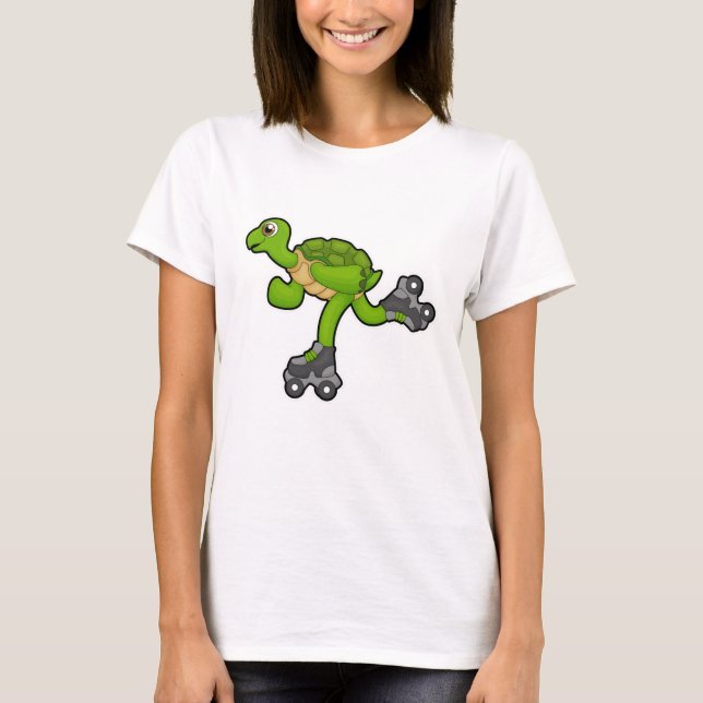 Turtle as Skater with Roller skates T-Shirt (Front)