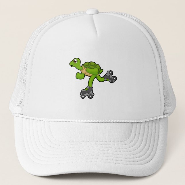 Turtle as Skater with Roller skates Trucker Hat (Front)
