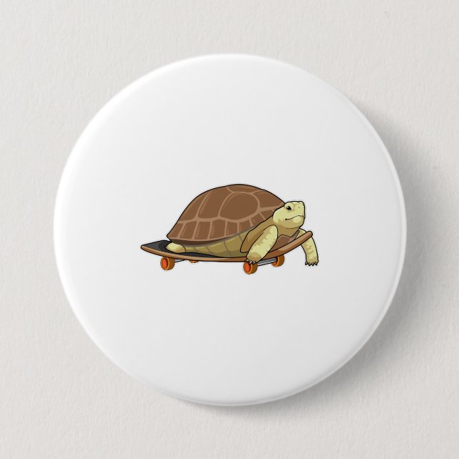 Turtle as Skater with Skateboard 7.5 Cm Round Badge (Front)
