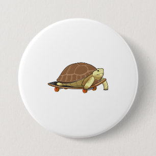 Turtle as Skater with Skateboard 7.5 Cm Round Badge