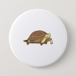 Turtle as Skater with Skateboard 7.5 Cm Round Badge