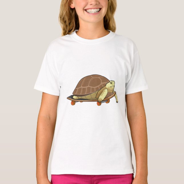 Turtle as Skater with Skateboard T-Shirt (Front)