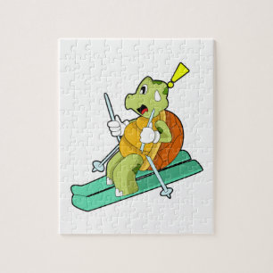 Turtle as Skier with Ski Jigsaw Puzzle