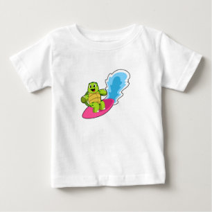 Turtle as Surfer with Surfboard Baby T-Shirt