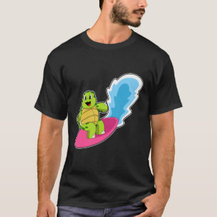 Turtle as Surfer with Surfboard T-Shirt