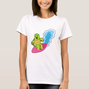 Turtle as Surfer with Surfboard T-Shirt