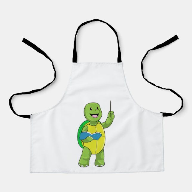Turtle as Teacher with Book & Pointer Apron (Front)