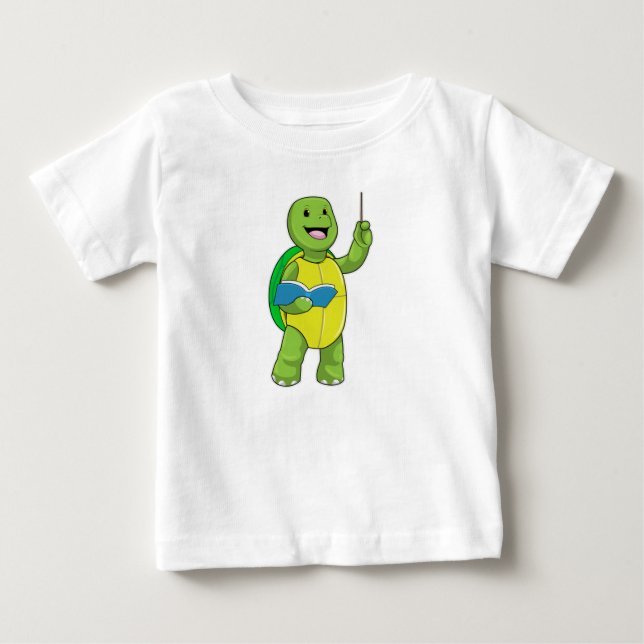 Turtle as Teacher with Book & Pointer Baby T-Shirt (Front)
