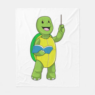 Turtle as Teacher with Book & Pointer Fleece Blanket