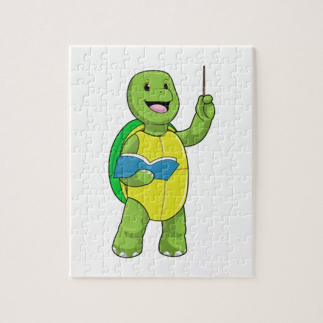 Turtle as Teacher with Book & Pointer Jigsaw Puzzle (Vertical)