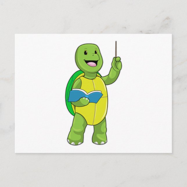 Turtle as Teacher with Book & Pointer Postcard (Front)