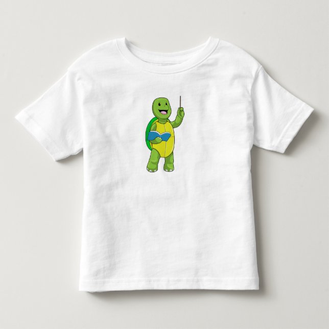 Turtle as Teacher with Book & Pointer Toddler T-Shirt (Front)