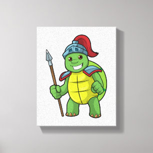 Turtle as Warrior with Spear & Helmet Canvas Print
